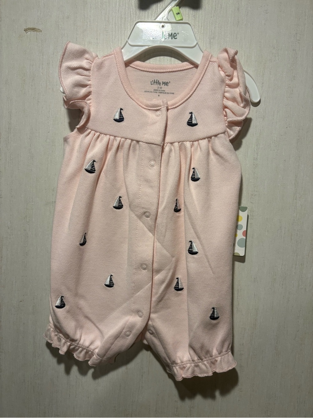 Little Me Light Pink Sailboat Snap-Front One-Piece Romper